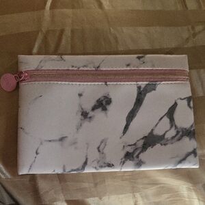 Ipsy Marble Cosmetic Bag with Pink Zipper